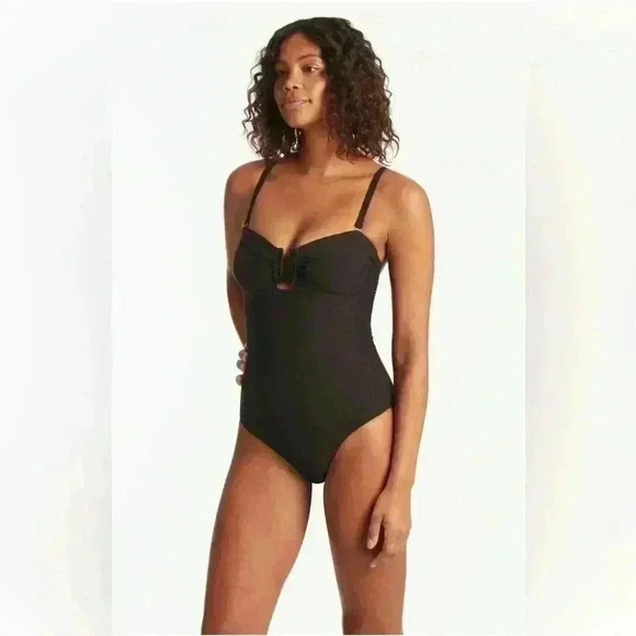 NWT Sea Level Women’s Spinnaker U Bar Bandeau‎ One Piece Swimsuit Sz 4 Beach - Picture 2 of 15